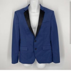 Zara Man Blue Satin Lapel Blazer Mens Sz 38 Formal Prom Homecoming Wedding Lined